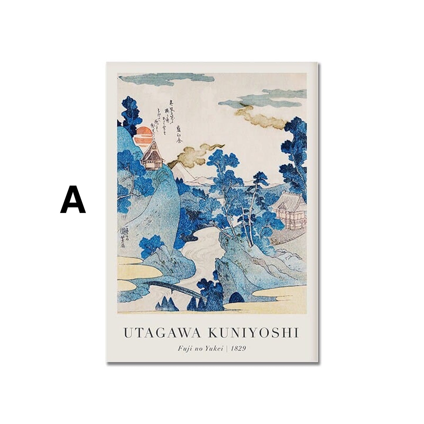Poster Vintage Japanische Landschaft Abstrakte Meer Welle Traditionell als Deko Print ohne Rahmen