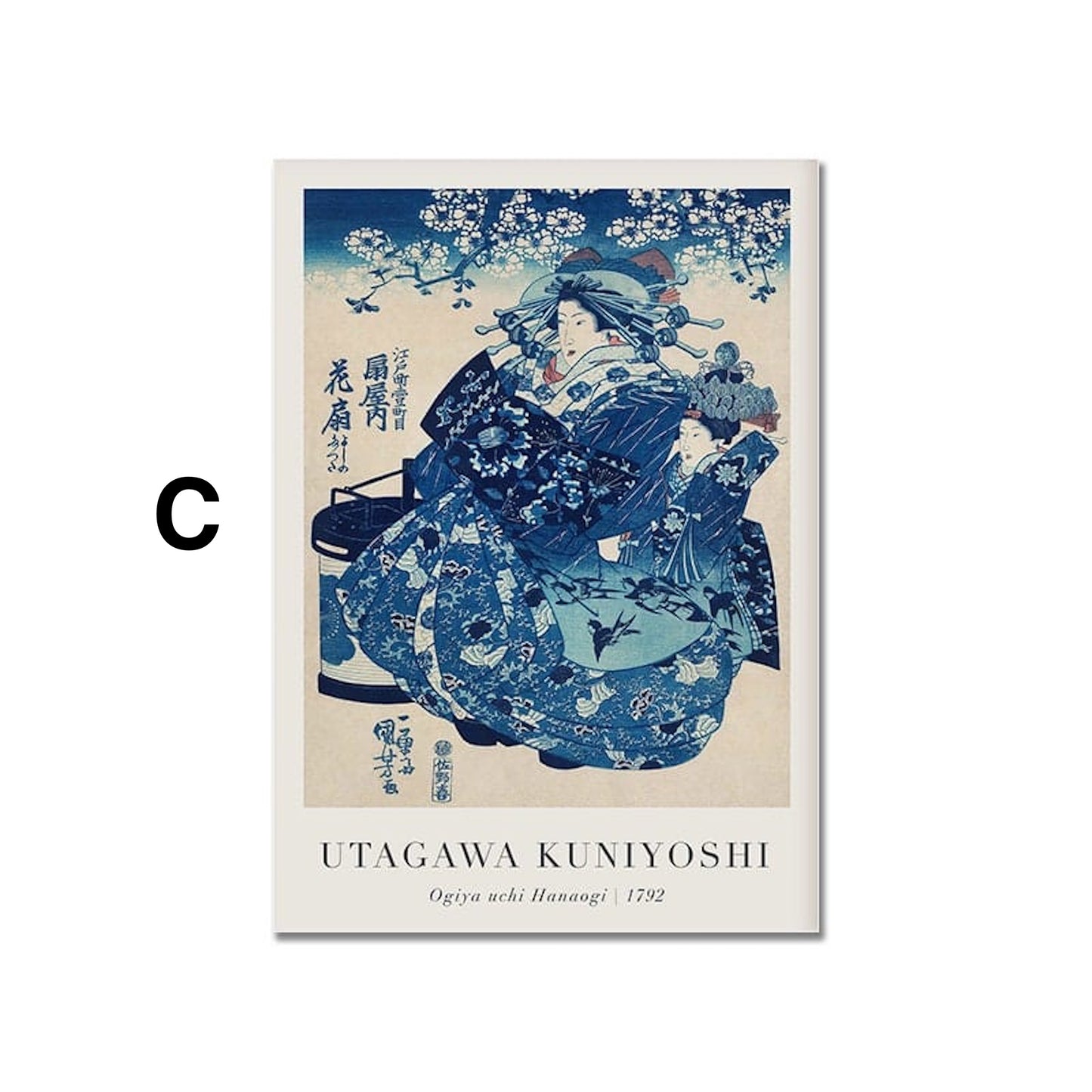 Poster Vintage Japanische Landschaft Abstrakte Meer Welle Traditionell als Deko Print ohne Rahmen