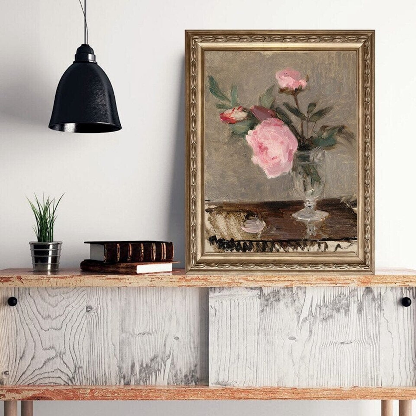 Poster Vintage Küche Obst und Blumen Stillleben als Deko Print ohne Rahmen