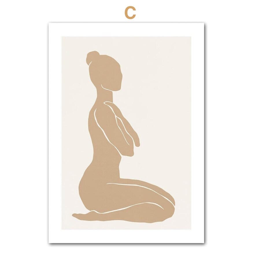 Poster Yoga Abstrakt sitzende Frau und Posen als Deko Print ohne Rahmen - justgoodmood