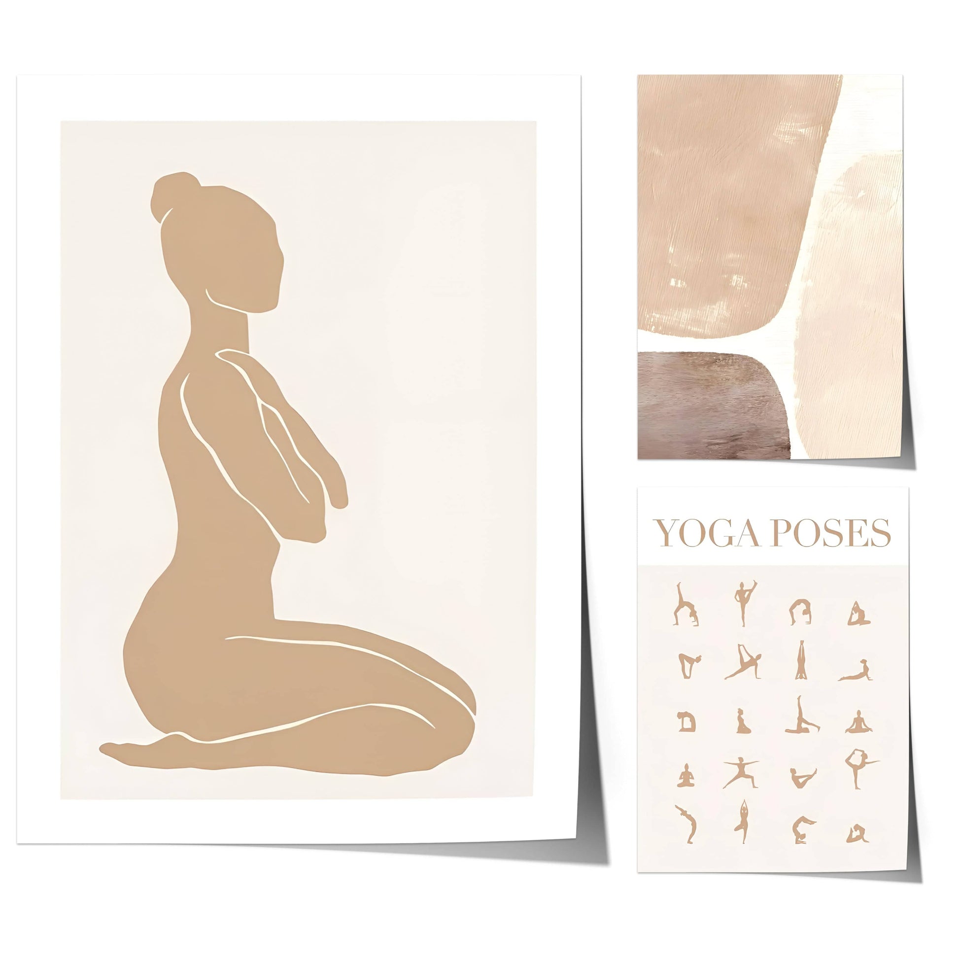Poster Yoga Abstrakt sitzende Frau und Posen als Deko Print ohne Rahmen - justgoodmood