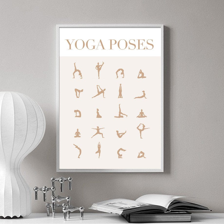 Poster Yoga Abstrakt sitzende Frau und Posen als Deko Print ohne Rahmen - justgoodmood