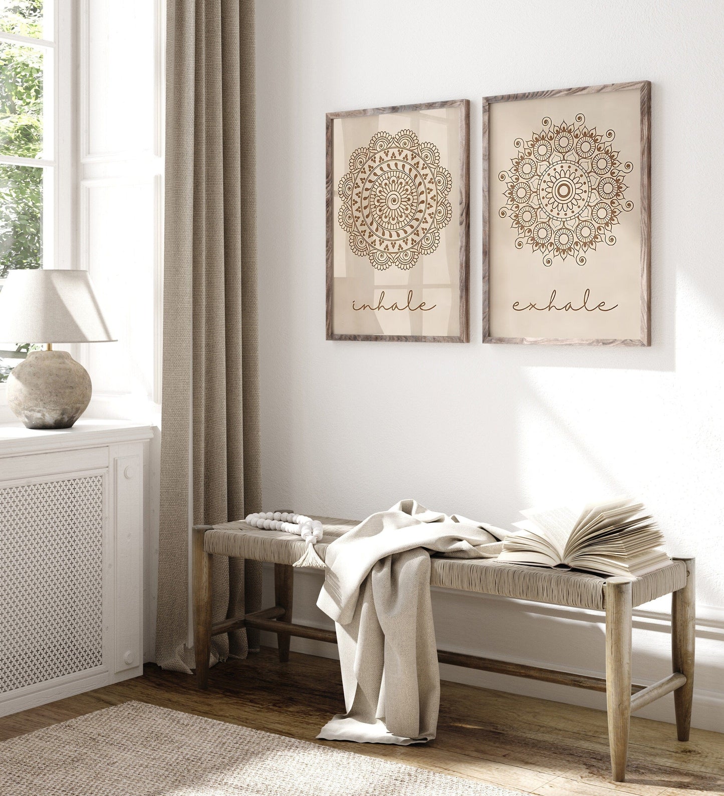 Poster Yoga Inhale Exhale · Einatmen Ausatmen Mandala · Wohnzimmer Bilder · Schlafzimmer Bilder · Wand Deko Print · ohne Rahmen - justgoodmood