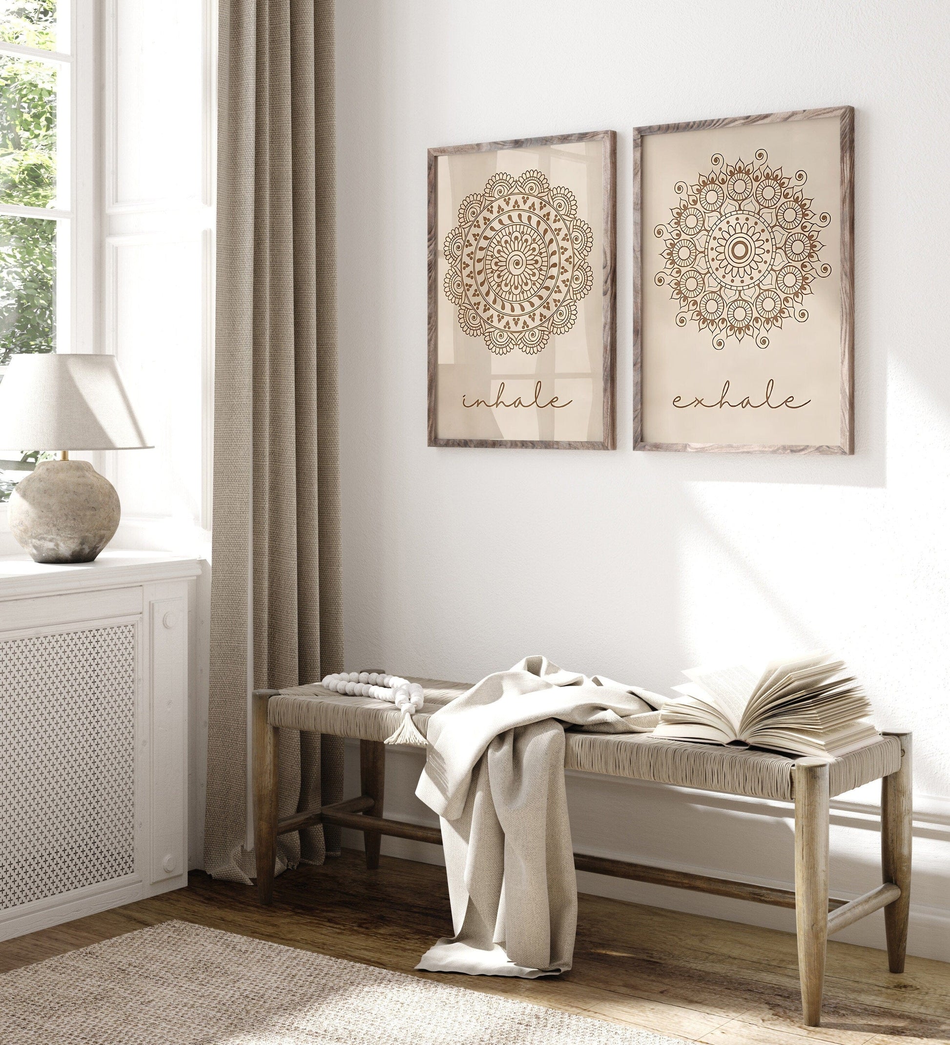 Poster Yoga Inhale Exhale · Einatmen Ausatmen Mandala · Wohnzimmer Bilder · Schlafzimmer Bilder · Wand Deko Print · ohne Rahmen - justgoodmood