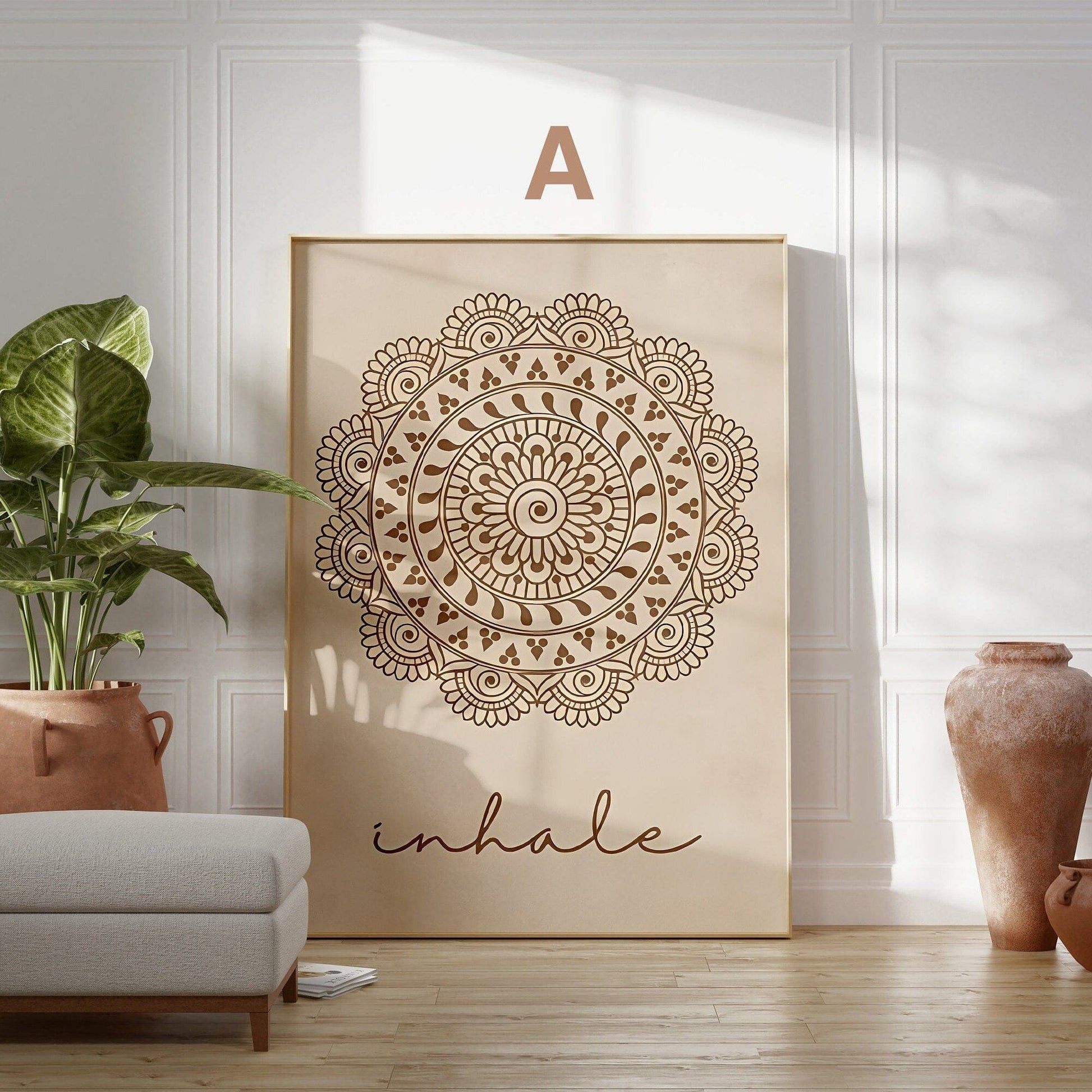 Poster Yoga Inhale Exhale · Einatmen Ausatmen Mandala · Wohnzimmer Bilder · Schlafzimmer Bilder · Wand Deko Print · ohne Rahmen - justgoodmood