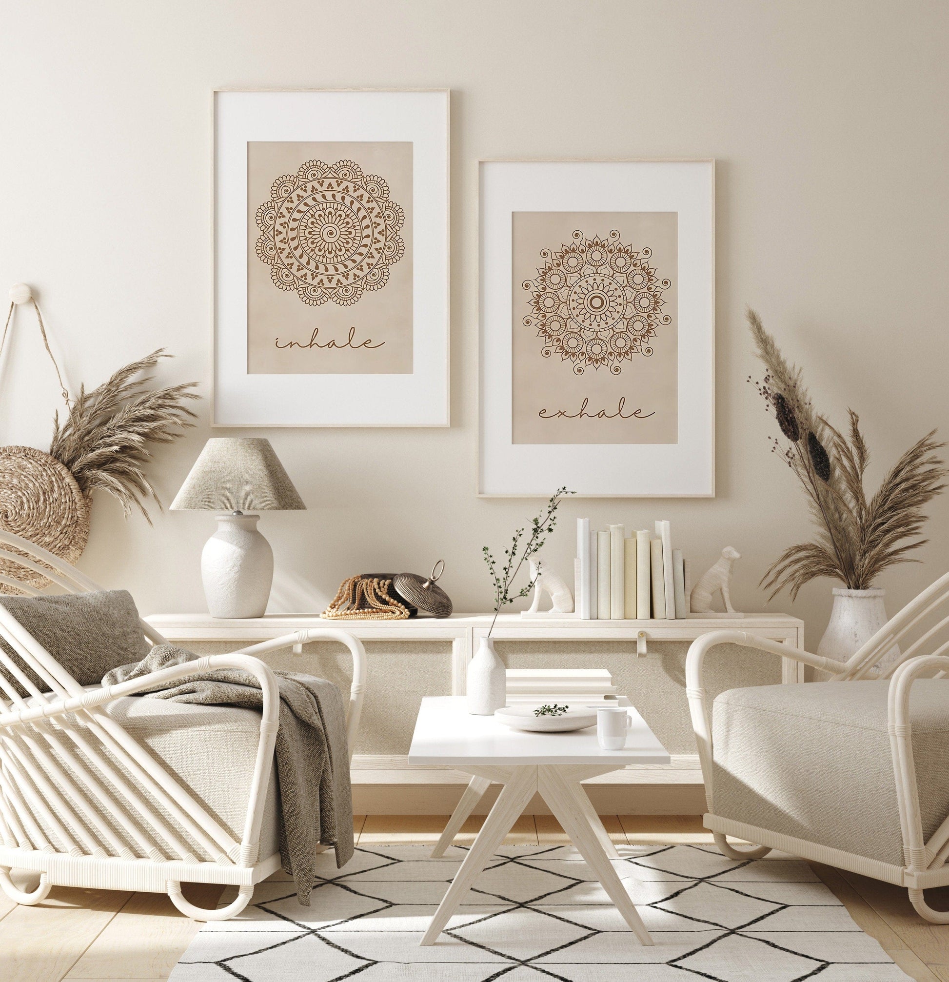 Poster Yoga Inhale Exhale · Einatmen Ausatmen Mandala · Wohnzimmer Bilder · Schlafzimmer Bilder · Wand Deko Print · ohne Rahmen - justgoodmood