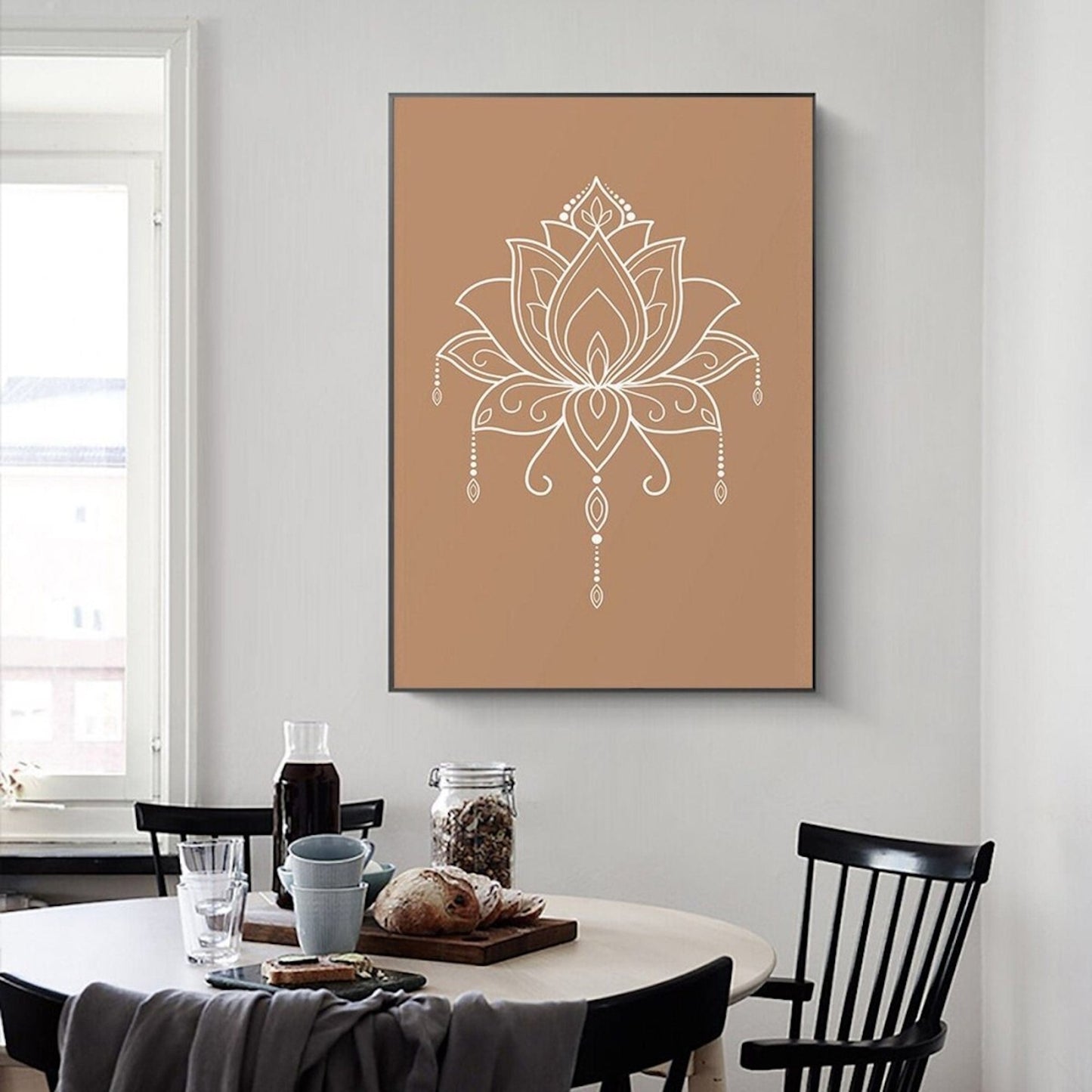 Poster Yoga Mandala Lotus Blume und Hand Fatima als Deko Print ohne Rahmen