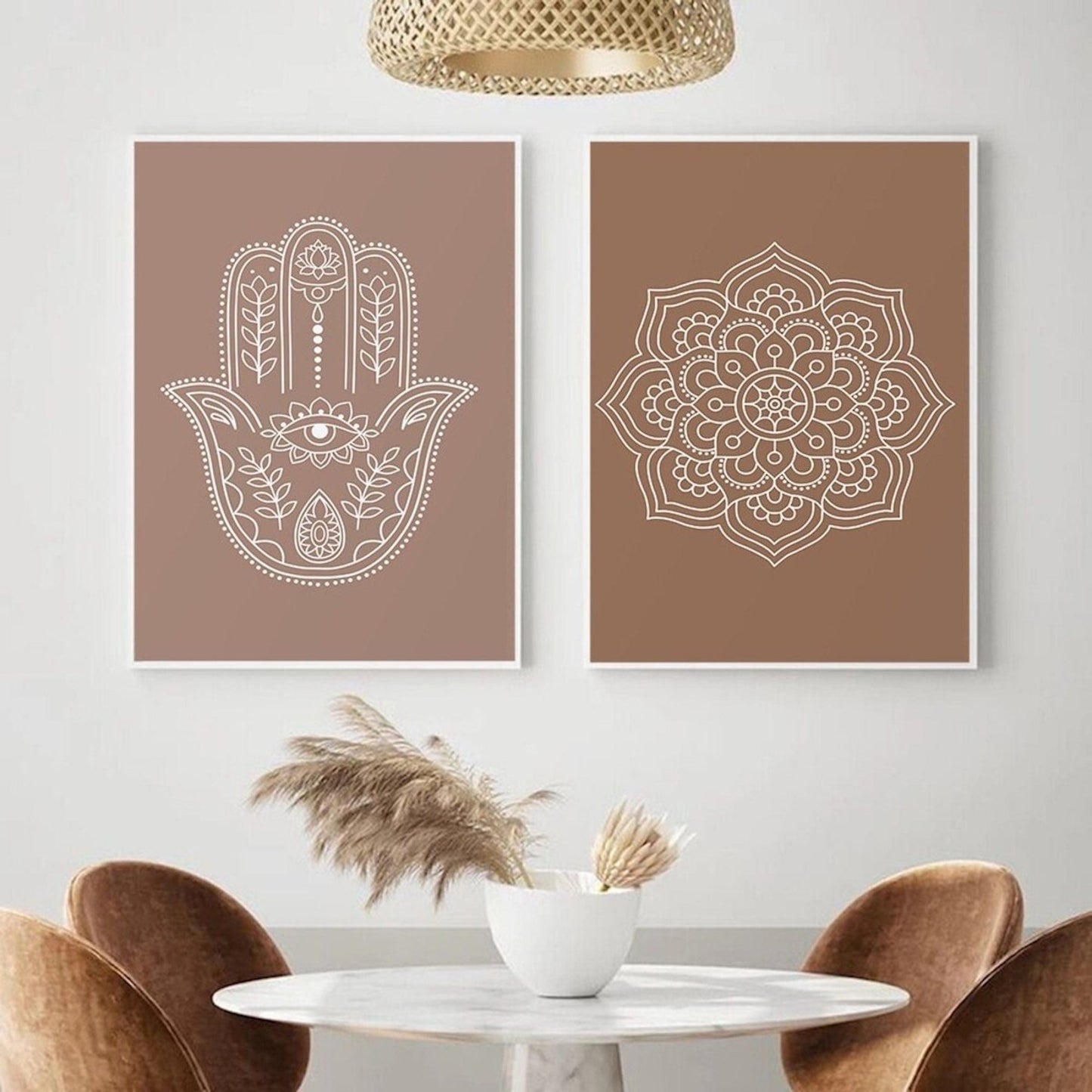 Poster Yoga Mandala Lotus Blume und Hand Fatima als Deko Print ohne Rahmen