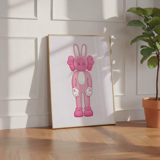 Pink Bunny Skull Character Poster · Cartoon Figur · Pop Art Style · Cute & Edgy Design · Modern Wandbild · Print ohne Rahmen