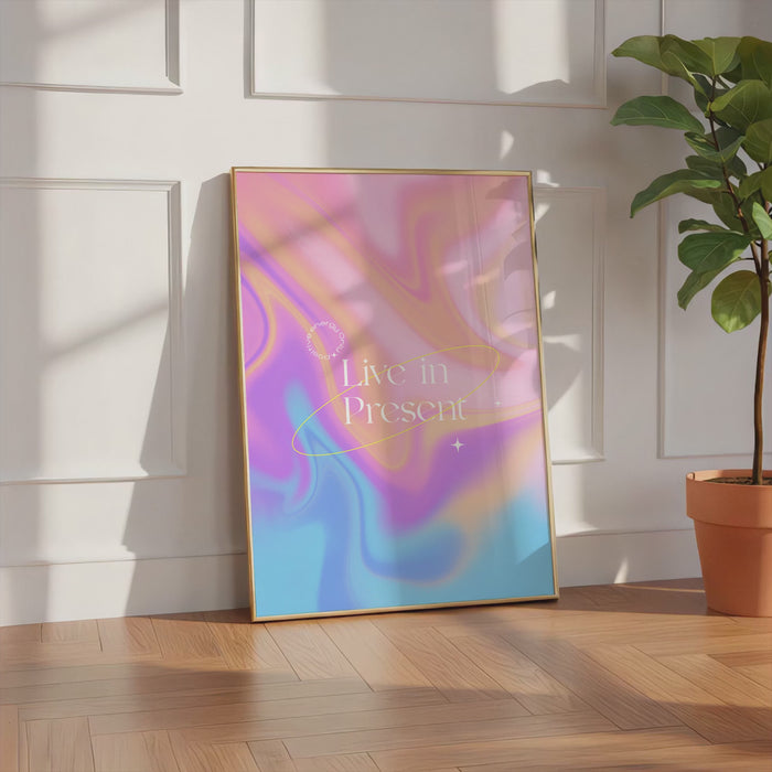 Live in Present Poster – Premium Baumwoll-Canvas