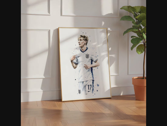 England Fussball Poster  · Geschenkidee · Aquarell Sport Wandbild · Deko Print ohne Rahmen