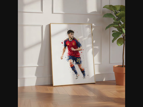 Spanien Fussball Poster · Geschenkidee · Aquarell Sport Wandbild · Deko Print ohne Rahmen