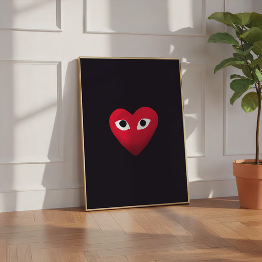 Herz Augen Minimal Poster · Geschenkidee · Rotes Herz Design · Streetwear Stil Kunst · Moderne Wanddeko · Print ohne Rahmen