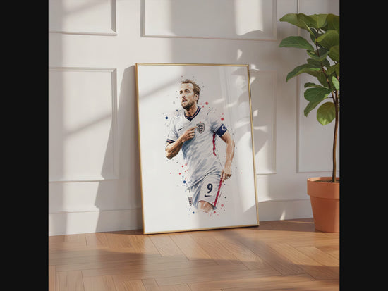 England Fussball Poster  · Geschenkidee · Aquarell Sport Wandbild · Deko Print ohne Rahmen