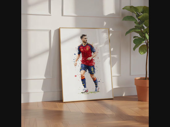 Spanien Fussball Poster · Geschenkidee · Aquarell Sport Wandbild · Deko Print ohne Rahmen