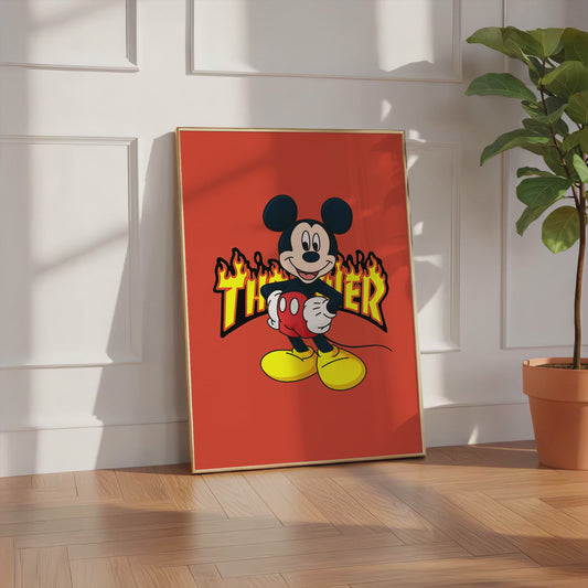 Cartoon Mouse Poster  · Thunder Typografie · Pop Art Illustration · Retro Comic Design · Moderne Wandkunst · Print ohne Rahmen