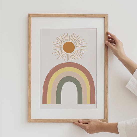 Boho Tier poster · Geschenkidee · Regenbogen, Bär, Katze, Schwein, Pudel und Löwe · Dekoprint ohne Rahmen