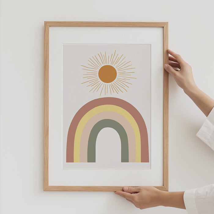 Boho Tierposter | Regenbogen, Bär, Katze & Löwe für Kinderzimmer
