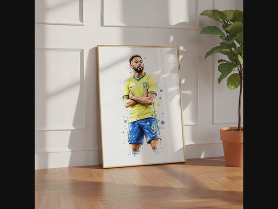 Brasilien Fussball Poster · Geschenkidee · Aquarell Sport Wandbild · Deko Print ohne Rahmen