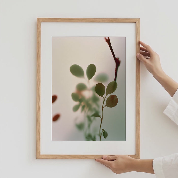 Geschenkidee · Blumen hinter beschlagenem Glas Poster Ästhetische Natur Fotografie · Dekoprint ohne Rahmen | JUSTGOODMOOD