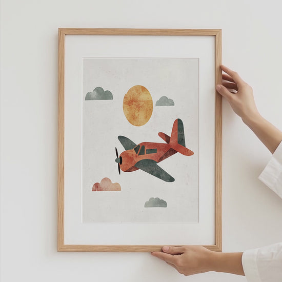 Abenteuer Kinder Poster · Geschenkidee · Aquarell mit Rakete, Heißluftballon und Segelboot · Kinderzimmer Deko · Dekoprint ohne Rahmen