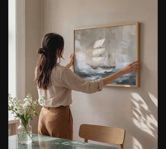 Moderne Vintage Landschaft Poster · Geschenkidee · Segelschiff Stadtansicht Stillleben Klassische Wandkunst · Dekoprint ohne Rahmen