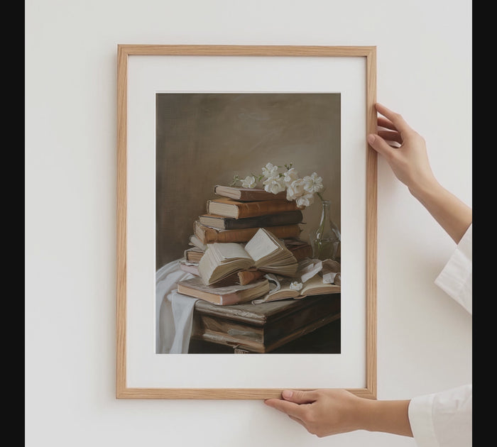 Vintage Poster mit Blumen & Küstenblick