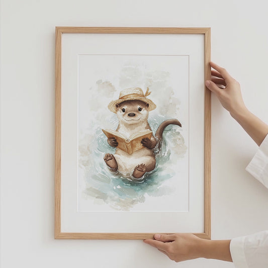 Tiere Kinderzimmer Süß Sommer Aquarell Bär Ente Otter Poster · Kinderzimmer Bilder · Wand Deko · Kunst Druck · Deko Print ohne Rahmen