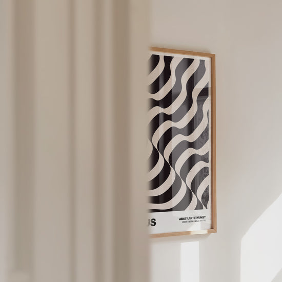 Poster Bauhaus Abstrakte Kunst · Wellenmuster in Beige und Schwarz · Geometrisches Retro Design · Print ohne Rahmen