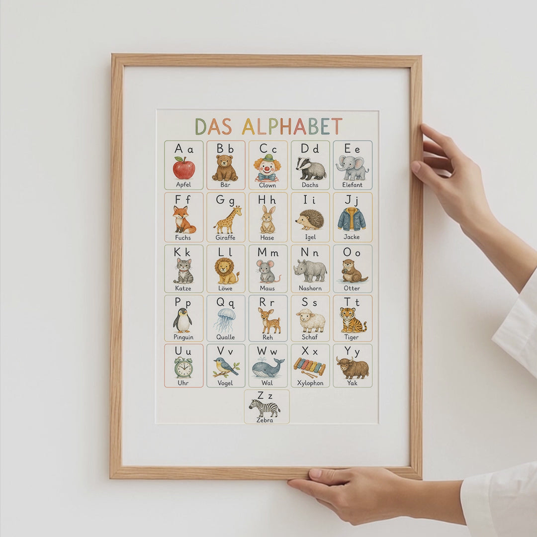 Lern Poster · Schule Lernen · Kindergarten · Geschenkidee · Kinder Alphabet Zahlen Formen Farben · Dekoprint ohne Rahmen
