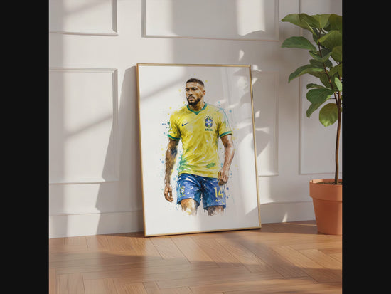 Brasilien Fussball Poster · Geschenkidee · Aquarell Sport Wandbild · Deko Print ohne Rahmen