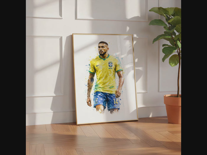 Brasilien Fußball Poster auf edlem Baumwoll-Canvas