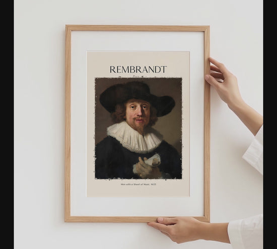 Rembrandt Poster · Geschenkidee · Barockes Porträt Mann mit Musikblatt Klassische Meisterwerk Wandkunst · Dekoprint ohne Rahmen