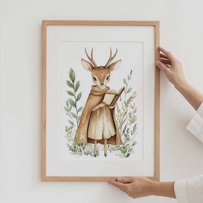 Magisches Reh Poster im Aquarellstil