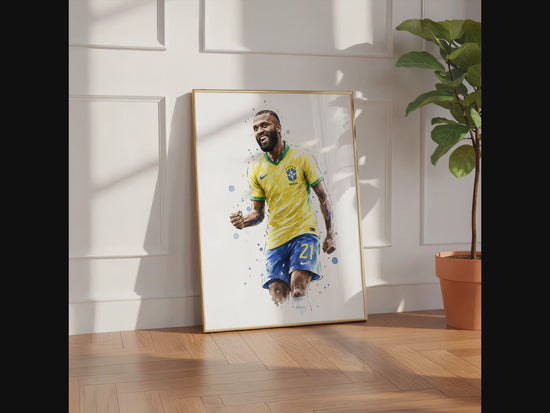 Brasilien Fussball Poster · Geschenkidee · Aquarell Sport Wandbild · Deko Print ohne Rahmen