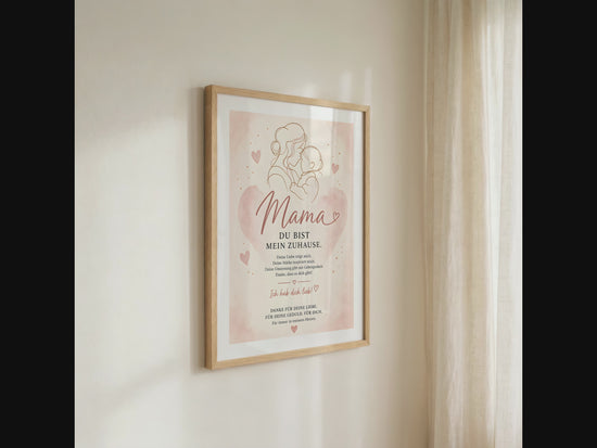 Muttertag Poster Mama & Kind Herz · Geschenk für Mama · Liebe Spruch Poster · Familie Wanddeko · Print ohne Rahmen