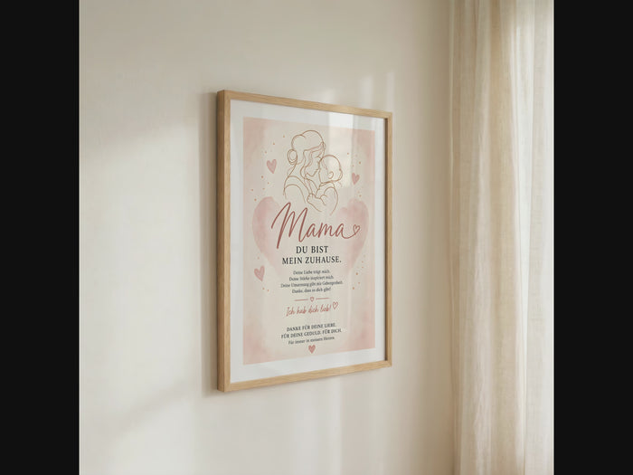 Muttertag Poster Mama & Kind – Premium Baumwolle