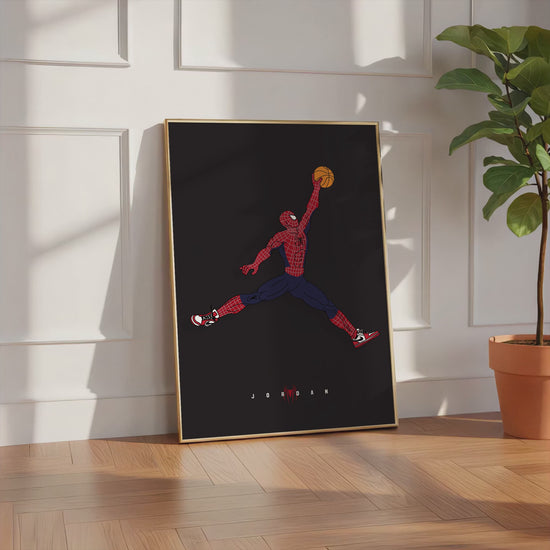 Superheld Basketball Dunk Poster · Comic Stil Illustration · Pop Art Film Charakter Design · Print ohne Rahme