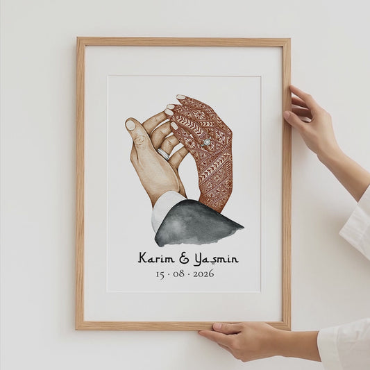 Personalisierte Hände Paar Poster · Geschenkidee · Hochzeit Verlobung Liebe Illustration · Minimalistisches Wandbild · Print ohne Rahmen