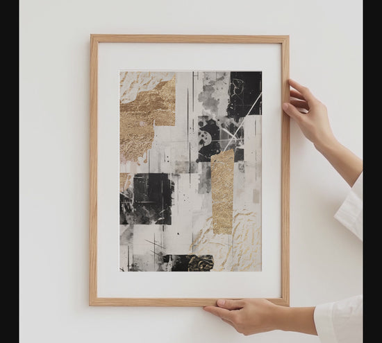 Abstrakte Kunst Poster · Geschenkidee · Struktur Organische Formen Schwarz Gold Minimalistische Wandkunst · Dekoprint ohne Rahmen
