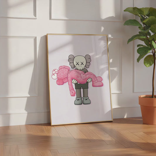 Pink Plush & Skull Character Poster · Toy Carry Illustration · Pop Art Figur · Street Style · Modern · Print ohne Rahmen