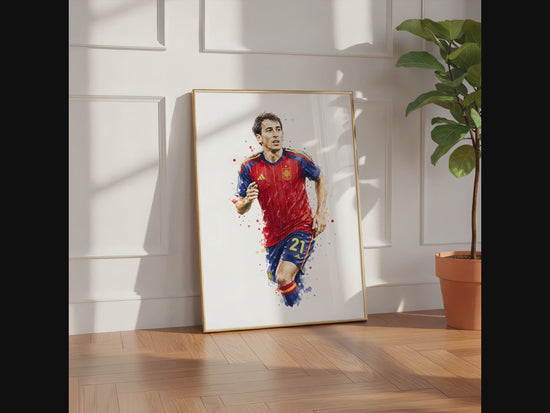 Spanien Fussball Poster · Geschenkidee · Aquarell Sport Wandbild · Deko Print ohne Rahmen