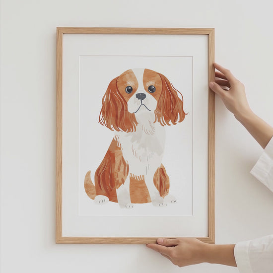 Hunde Poster · Geschenkidee · Niedliche Illustration mit Cavalier, Welpe und Pudel · Kinderzimmer Deko · Dekoprint ohne Rahmen