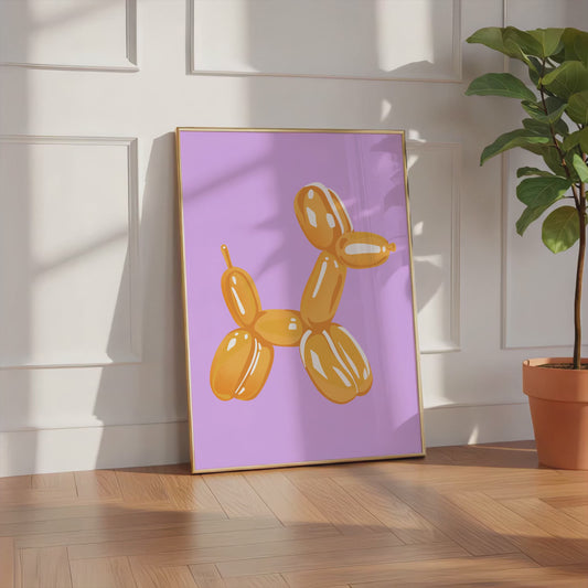 Orange Balloon Dog Poster  · Pop Art Hund Illustration · Moderne Minimalistische Wandkunst · Print ohne Rahmen