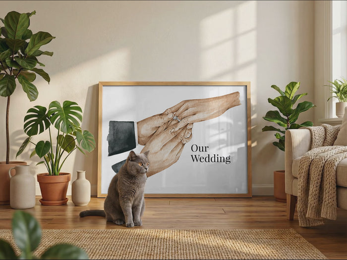Hochzeit Hände Ring Poster – Premium Baumwoll-Canvas
