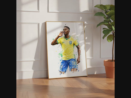 Brasilien Fussball Poster · Geschenkidee · Aquarell Sport Wandbild · Deko Print ohne Rahmen