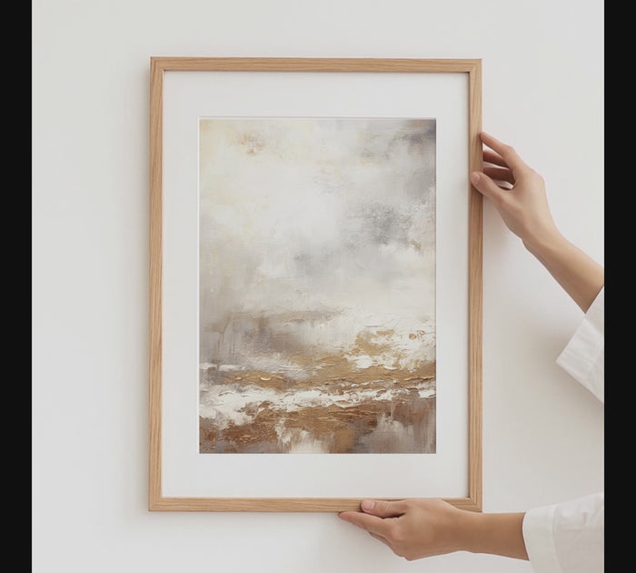 Abstraktes Marmor-Poster in Beige und Gold