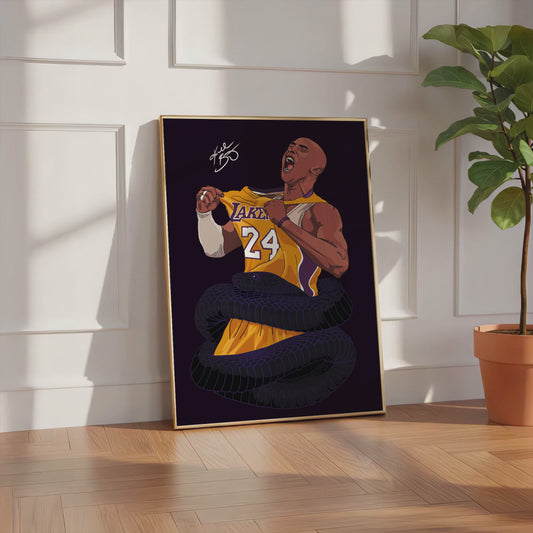 Basketball Legend Poster · Black Mamba Snake Artwork · Lakers Style Sport Illustration · Urban Pop Art Design · Moderne Wandkunst · Print ohne Rahmen