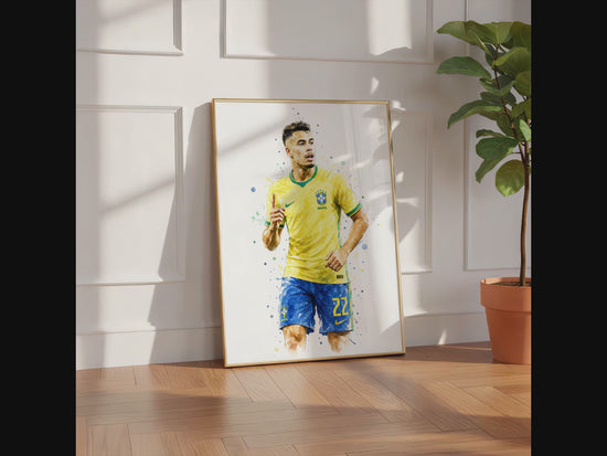 Brasilien Fussball Poster · Geschenkidee · Aquarell Sport Wandbild · Deko Print ohne Rahmen