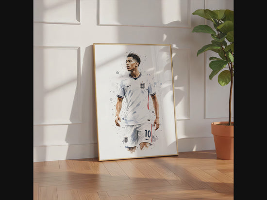 England Fussball Poster  · Geschenkidee · Aquarell Sport Wandbild · Deko Print ohne Rahmen